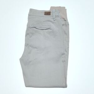 Paige Elson Mid Rise Slim Fit Soft Twill Trouser Jogger Pants Light Gray 27